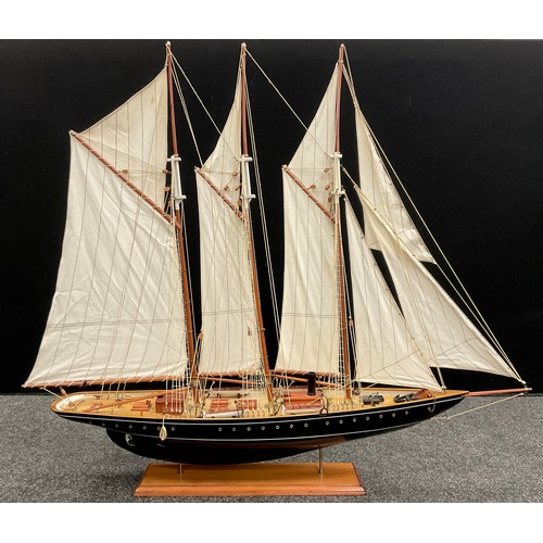 138 - A 20th century large model Steam Auxilliary Schooner / Yacht, 99cm high x 113cm long.