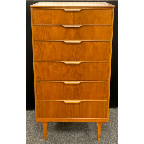 139 - A Danish style teak chest of six drawers by Austinsuite, London. Two shallow drawers to top, and fou... 