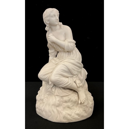 148 - A Parian ware figure of a seated maiden, 23cm high.