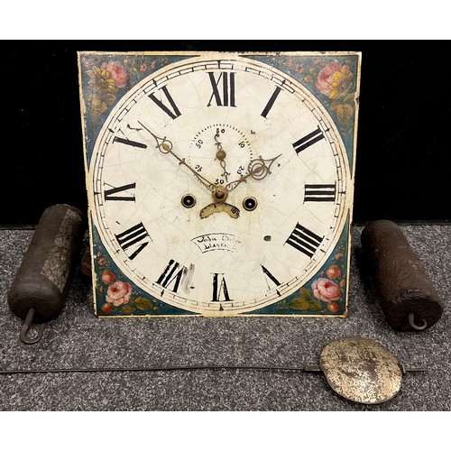 172 - A Longcase clock dial and movement, by John Owen, llangwen, 35.5cm x 35.5cm, with two weights, and p... 