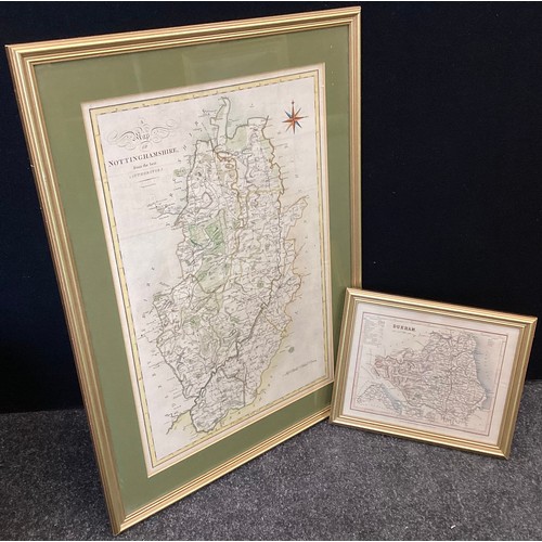 178 - A Hand-coloured Map of Nottinghamshire, engraved by John Cary, published 1789, 54cm x 36.5cm;  a sma... 