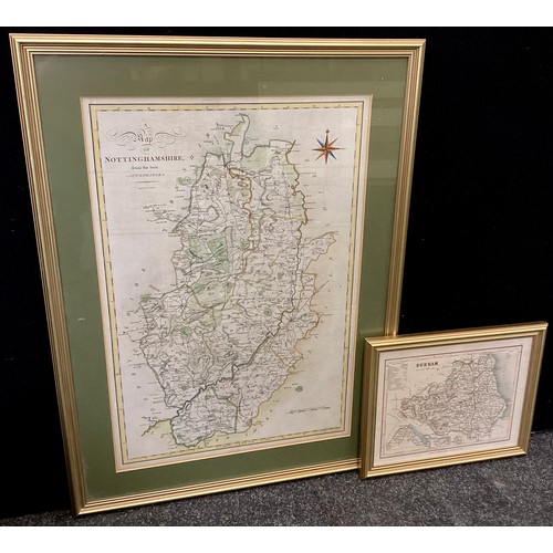 178 - A Hand-coloured Map of Nottinghamshire, engraved by John Cary, published 1789, 54cm x 36.5cm;  a sma... 