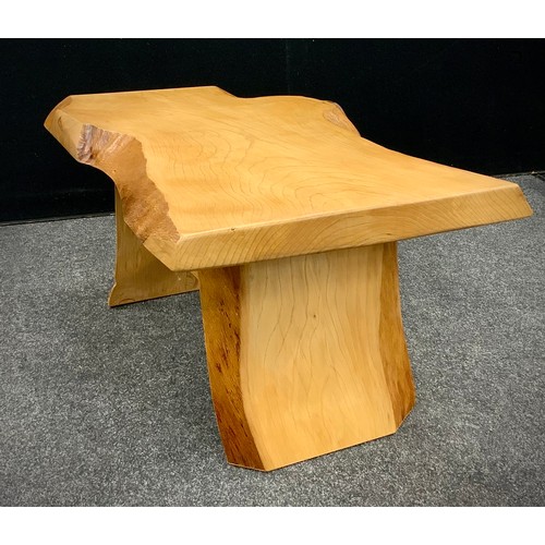 189 - A Contemporary Blue Cedar, live-edge, coffee table;  timber from Harewood House Estate originally pl... 