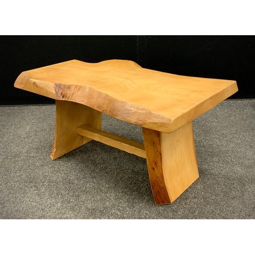 189 - A Contemporary Blue Cedar, live-edge, coffee table;  timber from Harewood House Estate originally pl... 