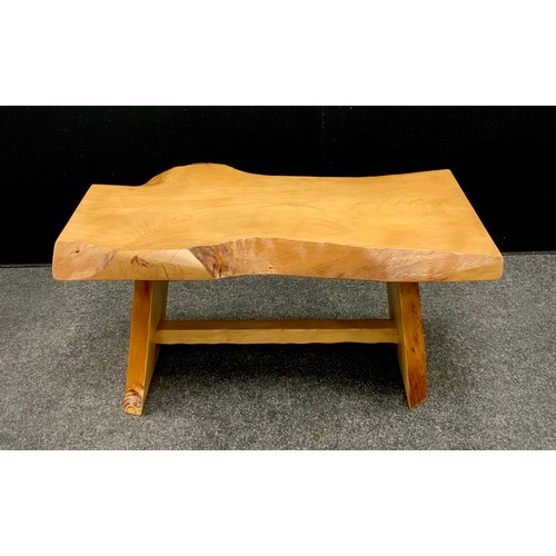 189 - A Contemporary Blue Cedar, live-edge, coffee table;  timber from Harewood House Estate originally pl... 