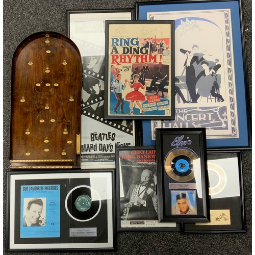 207 - Film, Music and Collectors framed records including; Elvis Presley 'Love me Tender'- gold disc, Elvi... 