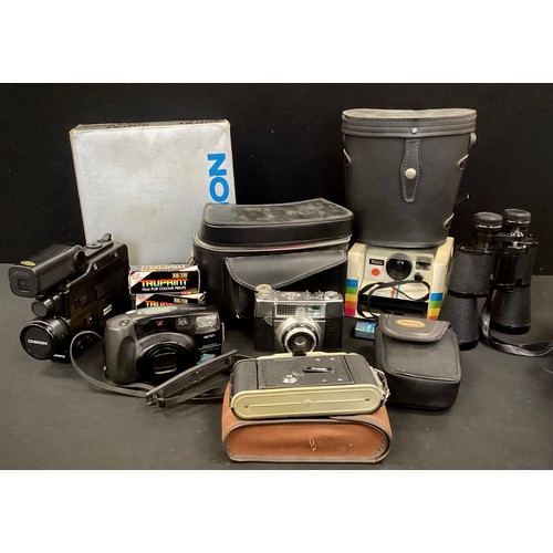 226A - Cameras and equipment - Pentax zoom 105 camera, Polaroid 1000, Coronet camera, binoculars; etc