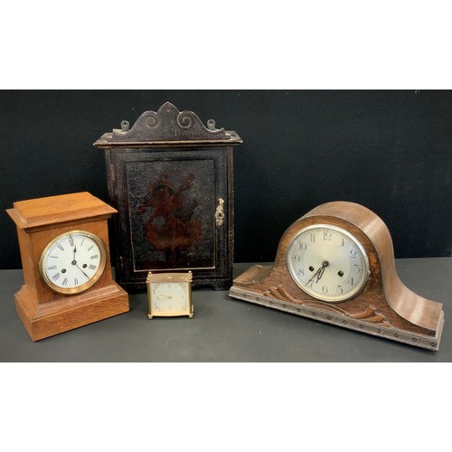 186A - A Richard et Cie / Richard and Co., 19th century Mantel Clock, (later oak case),  Napoleon Hat mante... 