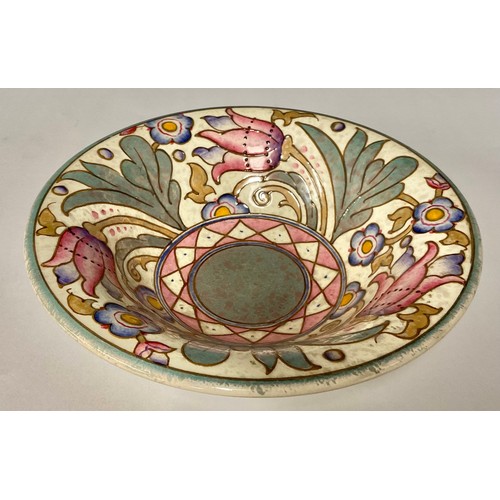 96 - Ceramics - a Bursley Ware Charlotte Rhead TL76 Wind Tossed Tulip pattern bowl, 20cm diameter