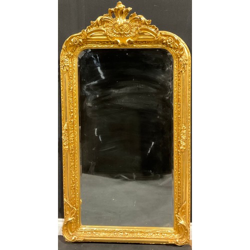 112 - A Louis XIV style ‘Baroque’, arched, gilt-wood effect mirror, approx. 157cm high, 84cm wide