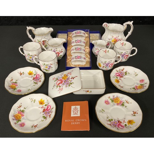 127 - A Royal Crown Derby ‘Derby Posies’ pattern tea service for four, comprising teacups, saucers, cream ... 