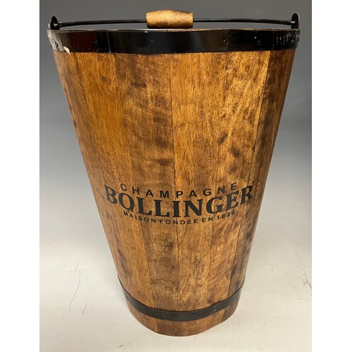 274 - A pair of tall wooden wine buckets, marked 'Champagne Bollinger, Maison Fondée en 1829', 40cm high