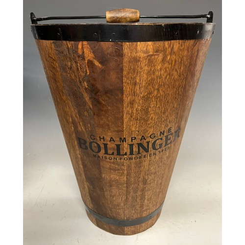 274 - A pair of tall wooden wine buckets, marked 'Champagne Bollinger, Maison Fondée en 1829', 40cm high