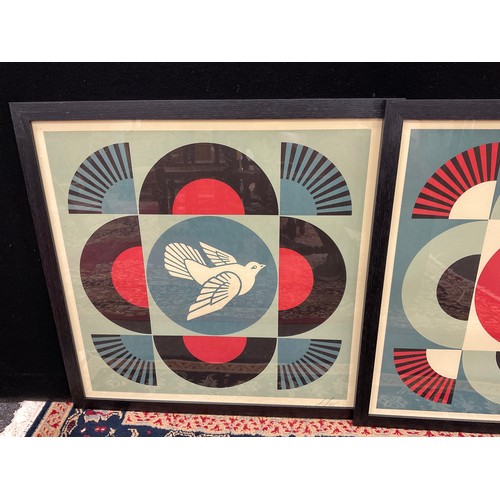 45 - Shepard Fairey, (American, bn. 1970), by and after, ‘Geometric Dove’, a trio, each signed in pencil ... 