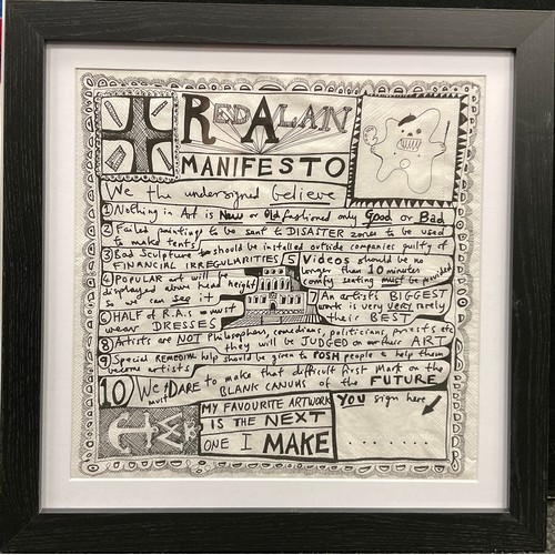 47 - Sir Grayson Perry CBE RA Hon FRIBA (bn. 1960), by and after, ‘Red Alan Manifesto’, print on cotton n... 