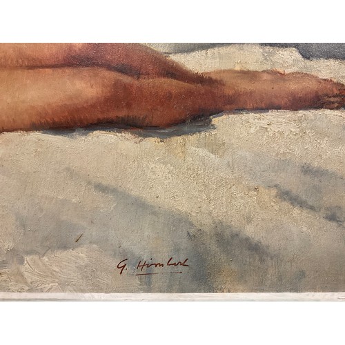 62 - Continental School (mid 20th century)
Reclining Nude
indistinctly signed, oil on board, 48cm x 99cm