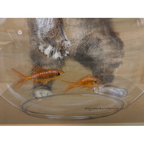 65 - Pollyanna Pickering (1942 - 2018)
Kitten At The Goldfish Bowl
signed, gouache, 49cm x 39cm