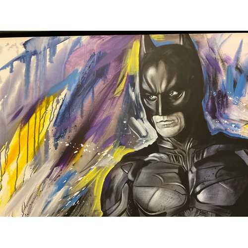 72 - Jen Allen (British, 20th Century), ‘Silent Guardian’, study of Batman, signed, oil / Acrylic on canv... 