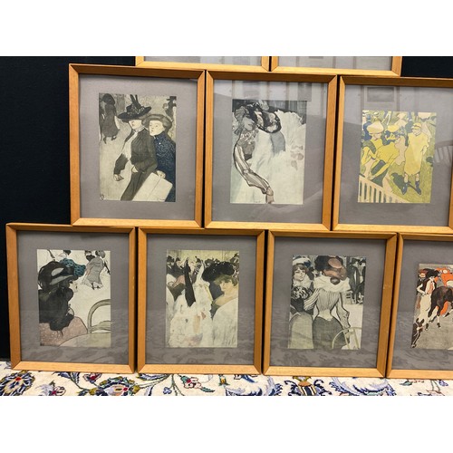 111 - A set of nine early to mid 20th century prints, ‘La Belle Epoque’, each measuring 35,5cm x 29.5cm fr... 