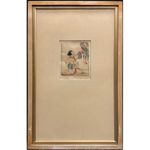 122 - Dorsey Potter Tyson (American 1891-1969), by and after, ‘Art Deco study, Oriental girl and parrot’, ... 