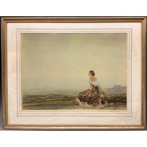 129 - Sir William Russell Flint RA RSW PRWS, after, (British, 1880-1969), ‘The Distant Gaze’, signed in pe... 