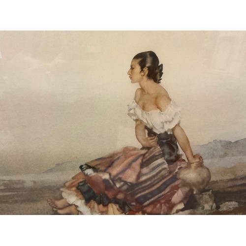 129 - Sir William Russell Flint RA RSW PRWS, after, (British, 1880-1969), ‘The Distant Gaze’, signed in pe... 