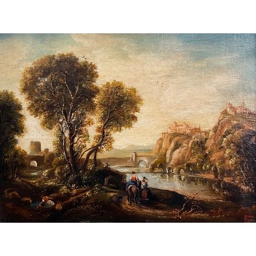 135 - Norman Henry French (20th century), Romantic Landscape, in the manner of the 18th century Italian sc... 