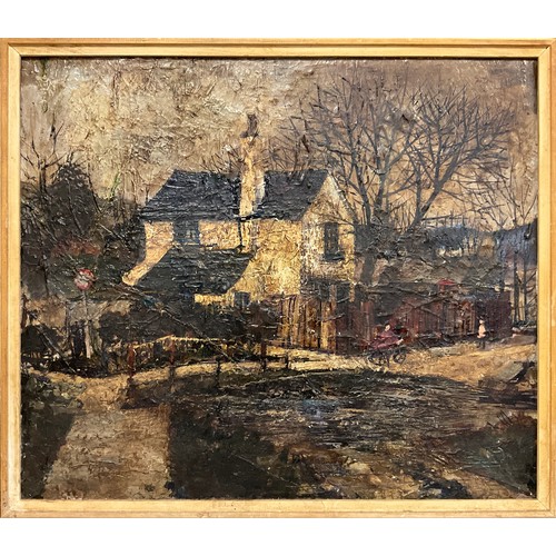 149 - British school, mid 20th century, an impressionist landscape, The Lock-keepers Cottage, oil on board... 