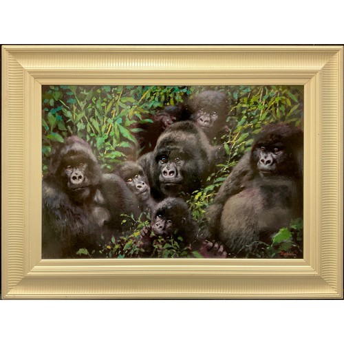 175 - Joel Kirk (Bn.1948)
Just Gorillas
signed, oil on canvas, 60cm x 90cm, with certificate