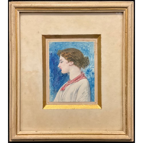 181 - Attributed to William Edward Frost, RA, (1811-1877), Portrait of a young lady, watercolour, 9cm x 6.... 