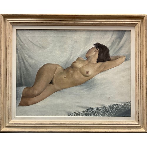 185 - Contemporary Russian School, Nude Reclining, indistinctly signed, dated 1993, oil on canvas, 60cm x ... 