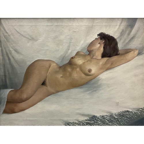 185 - Contemporary Russian School, Nude Reclining, indistinctly signed, dated 1993, oil on canvas, 60cm x ... 