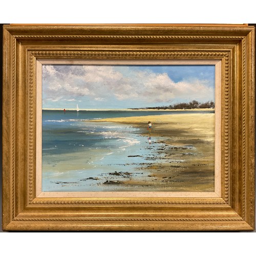 190 - M. W. Stanshaw (British, contemporary), Wells-next-the-sea, signed, oil on board, 30cm x 40cm;  a wa... 