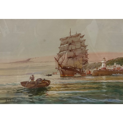 195 - A D Bell (bn. 1889),
A pair, 'On The Medway' and 'Leaving St. Ives'
signed, dated 1943, watercolour,... 