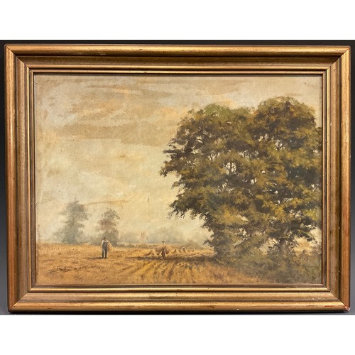 197 - Trevor Parkin, Irish, Bn 1935, Harvest Time, signed oil on canvas, 29cm x 39cm