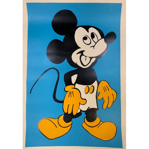 200 - Manner of Andy Warhol, Mickey Mouse, silkscreen in three colours, 61cm x 40.5cm image size (76cm 53.... 