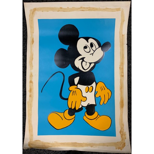 200 - Manner of Andy Warhol, Mickey Mouse, silkscreen in three colours, 61cm x 40.5cm image size (76cm 53.... 