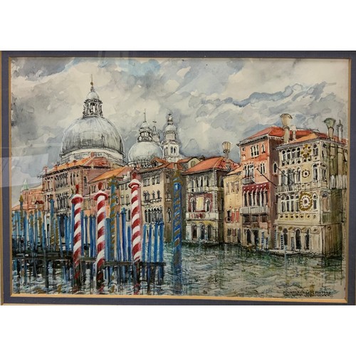 210 - Norah K. Rogerson, a group of six watercolours, English and Venetian landscapes, the largest 27cm x ... 