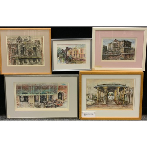 211 - Norah K. Rogerson, a group of five watercolours, architectural studies, ‘Southern Indian Gateway’, e... 