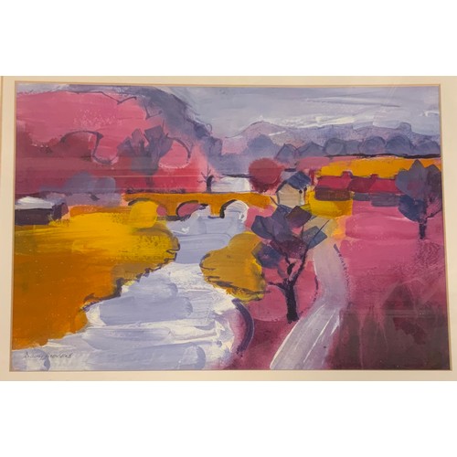 219 - Davy Moakes (model British school), River Swale, Richmond, signed, Acrylic, 25cm x 35cm, and a simil... 