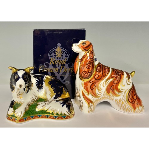 63 - A Royal Crown Derby paperweight, Border Collie, this is number 348 of a gold backstamp limited editi... 