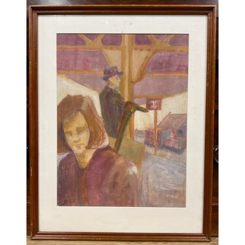 86 - Bernard Dunstan, manner of
Modernist Figures 
signed ‘BD’, oil on paper, 52cm x 38cm