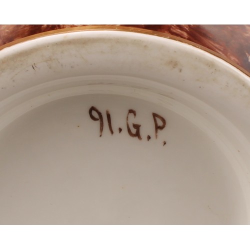 96 - An associated pair of 19th century English porcelain cache pots, Brown-Westhead, Moore & Co., painte... 