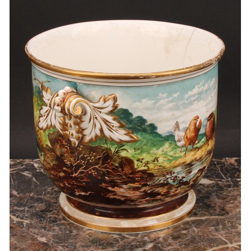 96 - An associated pair of 19th century English porcelain cache pots, Brown-Westhead, Moore & Co., painte... 