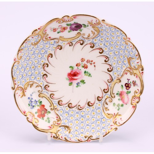 81 - A H & R Daniel Mayflower tea cup and saucer, pattern no.4630, the saucer 14.5cm diam, c.1828-30