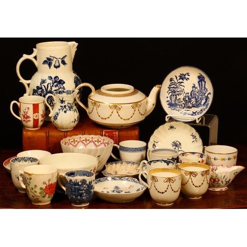 93 - A study collection of 18th century English porcelain, various factories including Worcester, Bow, De... 