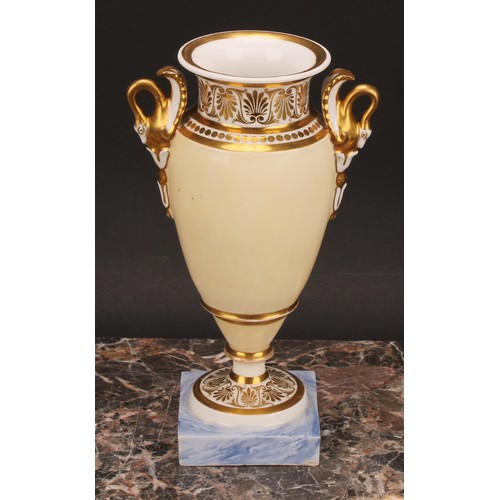 112 - A Chamberlains Worcester named view urnular vase, the painted view within broad gilt border, inscrib... 