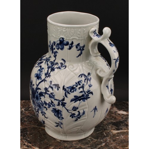 159 - A Worcester Cabbage Leaf Jug Floral pattern Dutch jug, decorated in underglaze blue with scrolling f... 