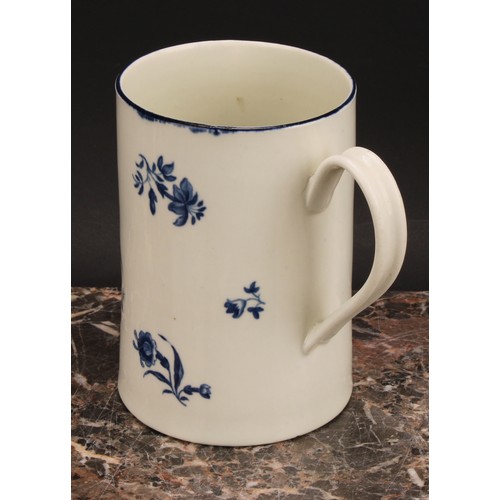 166 - A Worcester The Gilliflower pattern cylindrical mug, decorated in underglaze blue with cornflower sp... 