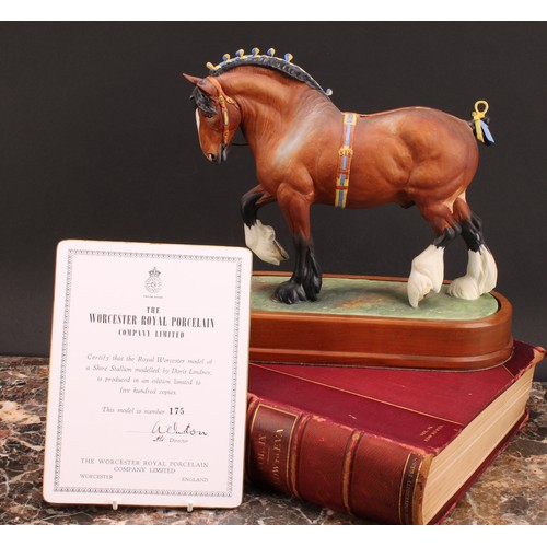 134 - A Royal Worcester figure, of a Shire Stallion, modelled by Doris Lindner, limited edition no. 175/50... 